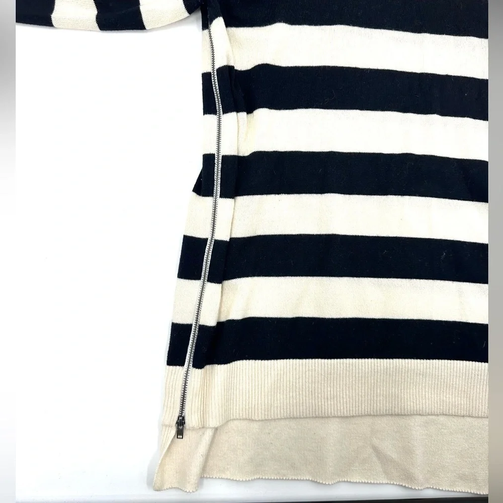 Pam & Gela Sweater Womens Small Wool Cotton Side Zip Nautical Preppy Stretch